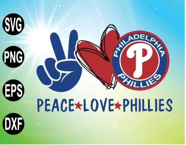 wtm 09 31 Vectorency Peace Love with Philadelphia Phillies, MLB team, SVG, PNG, EPS, DXF