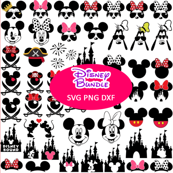 1576 1 Vectorency Bundle Disney SVG, Mickey Mouse SVG, Minnie Mouse SVG, Disney Castle Mickey, Minnie SVG For Cricut, For Silhouette, Clipart Bundle, Cut File PNG, Instant Download