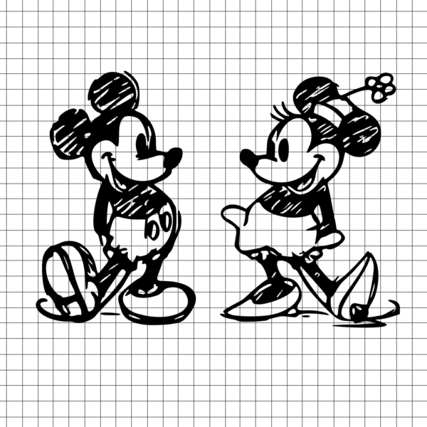 3s Vectorency Disney svg, Mickey svg, Minnie Sketch SVG, Disney Mickey and Minnie Sketch SVG, Minnie Sketch SVG shirt, svg, png, dxf, pdf, Minnie Sketch