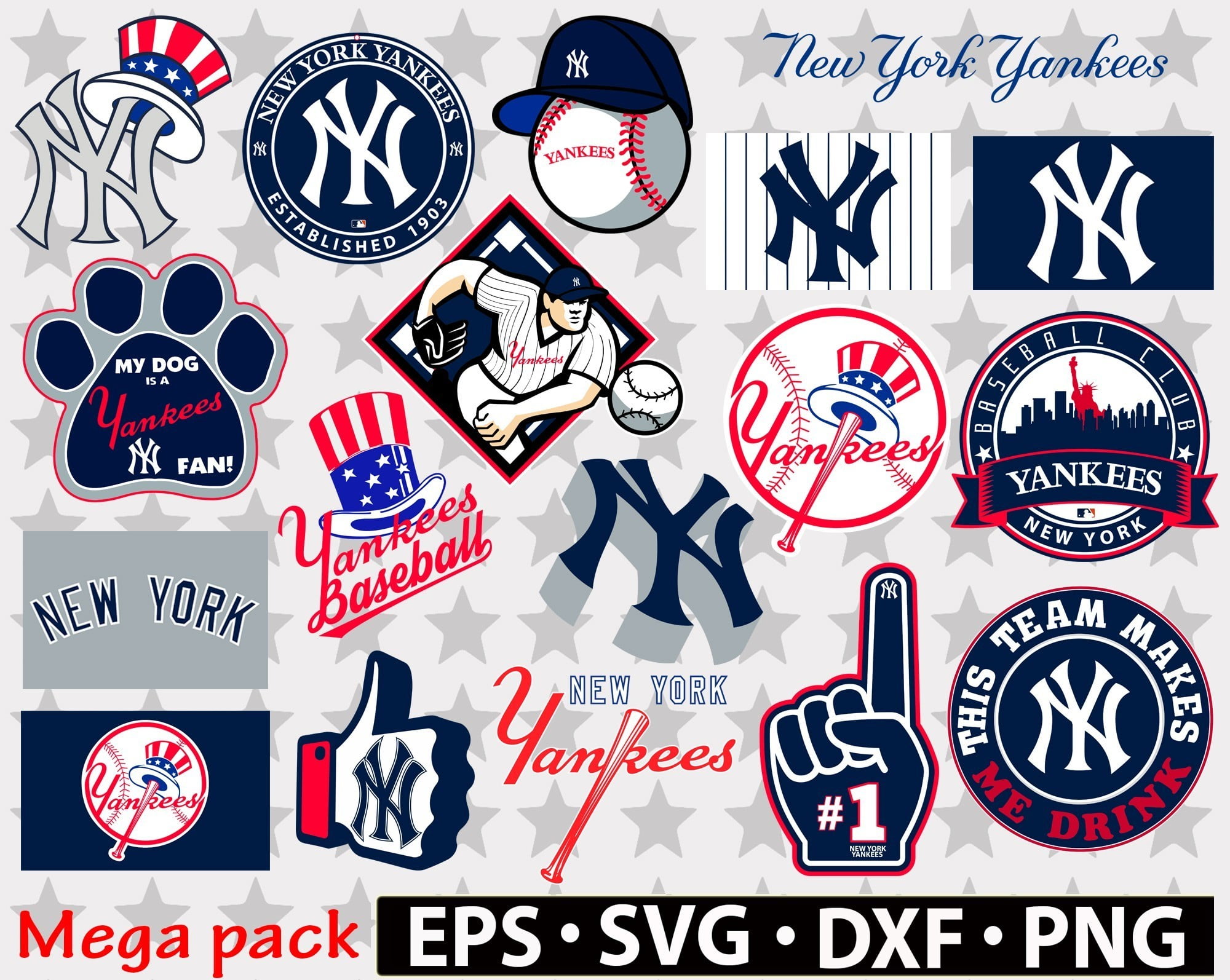 Art & Collectibles New York Yankees Baseball SVG EPS PNG Ai dxf jpg or ...