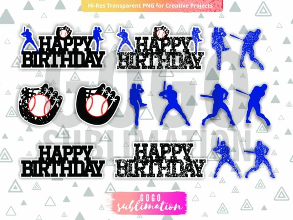 Baseball Birthday Cake Toppers SVG PNG DXF EPS Vector