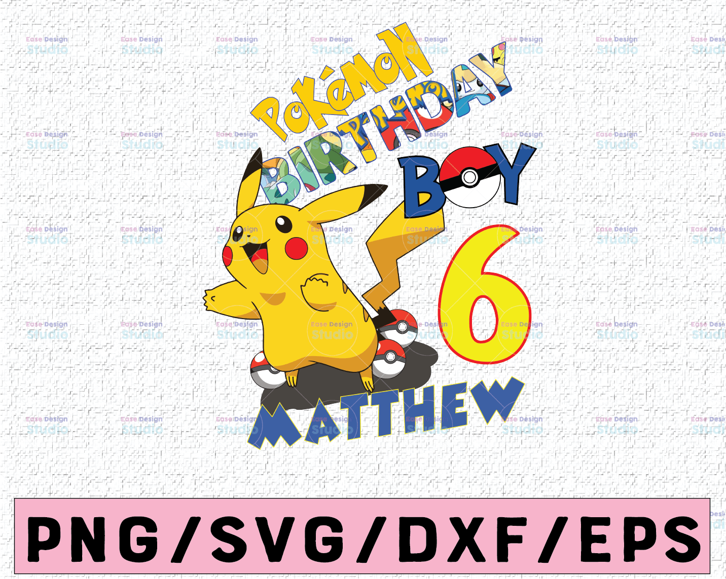 Pikachu Birthday Family Svg Personalized Pokemon Birthday Party Family Matching Birthday Svg Custom Name And Age Svg Png Vectorency