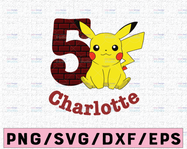 WTMETSY16122020 02 17 Vectorency Personalized Name and Age Pikachu Kids SVG, Kids Custom Pikachu, Personalized Pikachu SVG PNG, Customized Kid's SVG, Pokemon SVG PNG