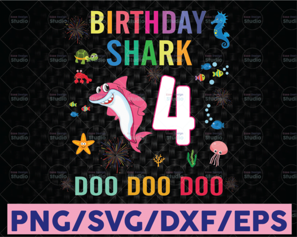 WTMETSY16122020 08 27 Vectorency 4rd Birthday Shark SVG, Shark Doo Doo SVG, Shark Birthday SVG, Birthday Girl SVG, Shark Kids SVG, SVG Files Cricut Cut File