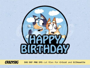Bingo SVG Blue Puppy Birthday Cake Topper Cut File PNG