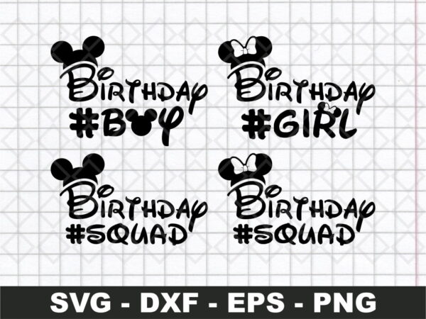Birthday Squad SVG Bundle, Mickey Minnie Mouse SVG