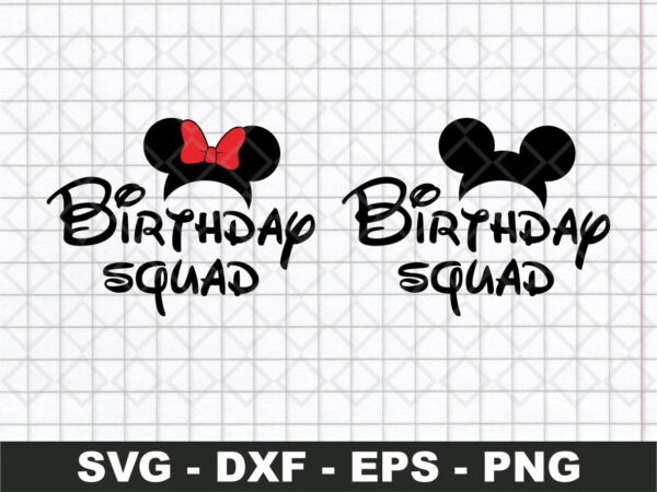 Disney Birthday Squad SVG Silhouette Vector