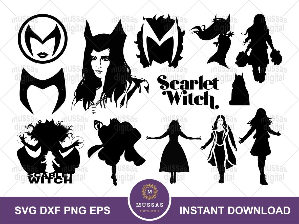 Scarlet Witch Logo, Marvel, Avengers | svg, png, eps, dxf | Cricut Cut File  | Silhouette | Instant Download