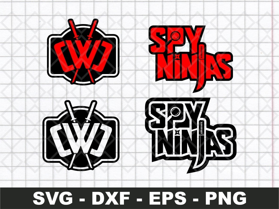 4 Spy Ninja Logo SVG digital cut file cricut clipart PNG transparent. 