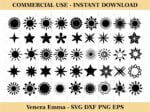 Sun and Stars Shape Vector SVG Digital Download