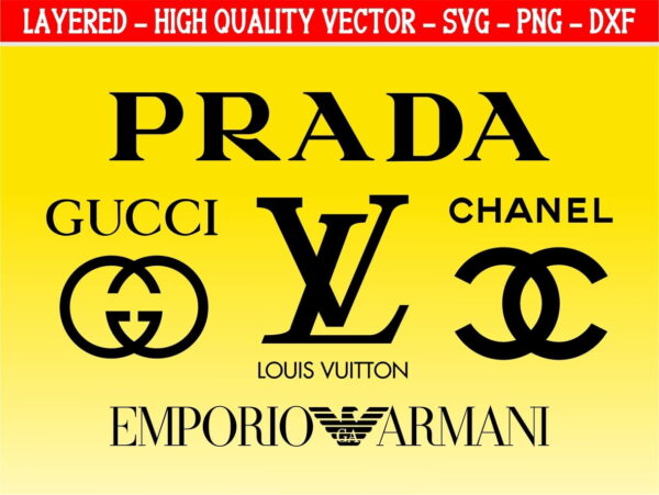 Vuitton Prada Armani Dior Chanel Gucci Versace SVG