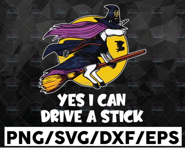 WTMETSY16122020 01 29 Vectorency Unicorn Witch Yes I Can Drive A Stick SVG, Funny Unicorn SVG, Funny Halloween SVG PNG