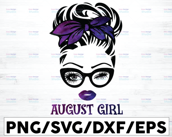 WTMETSY16122020 01 53 Vectorency August Girl PNG, Messy Bun Birthday PNG, Face Eyes PNG, Winked Eye PNG, Birthday Month PNG, Digital Download