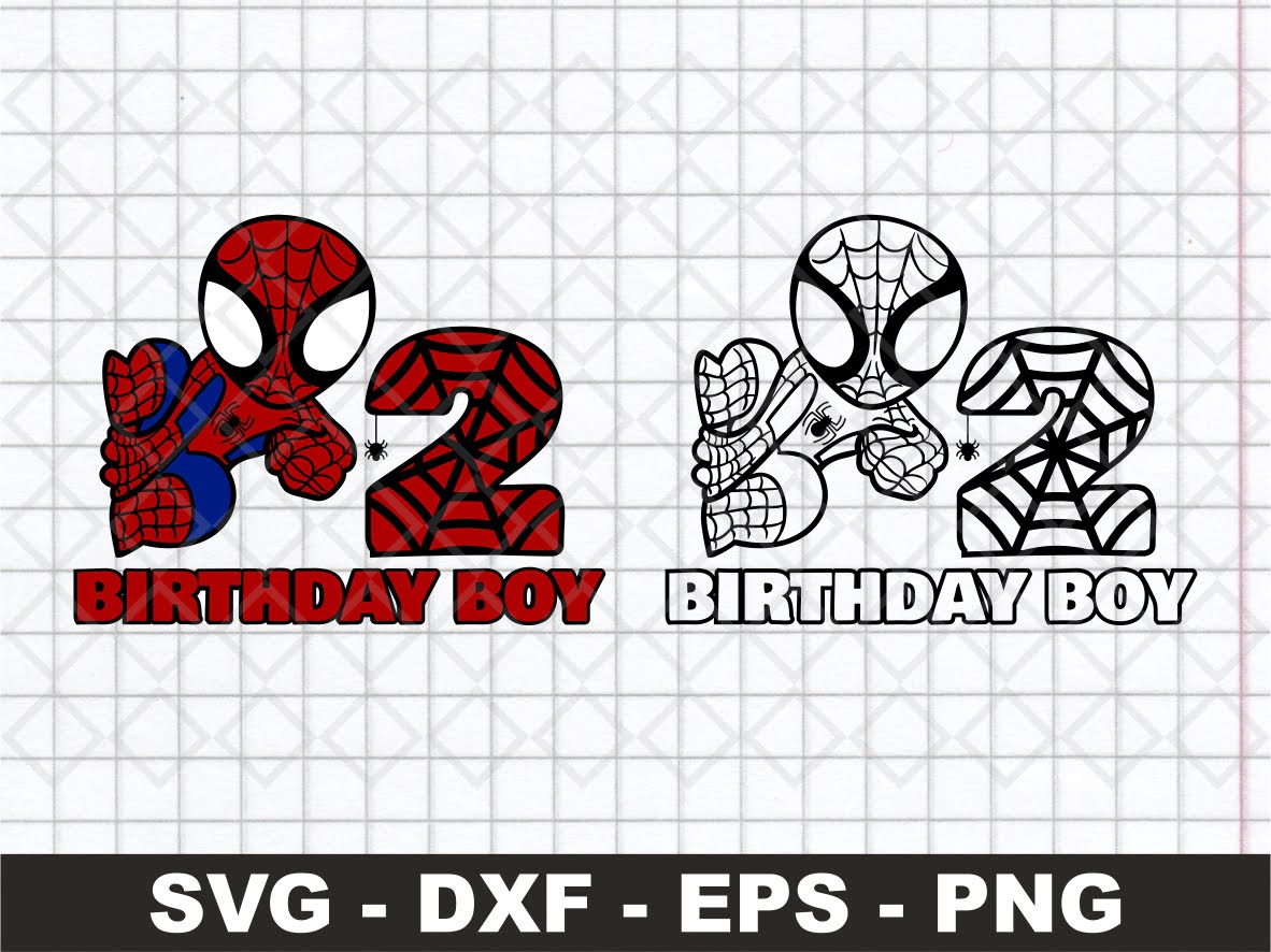 2nd Birthday SVG, Birthday Boy SVG, Spiderman Birthday SVG | Vectorency