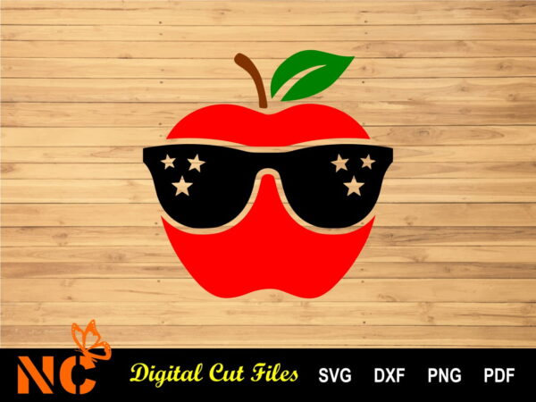 Apple With Sunglasses Listing Vectorency Apple with Sunglasses SVG