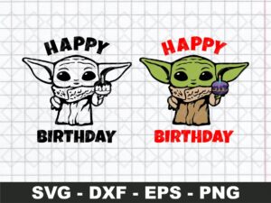 Baby Yoda Happy Birthday SVG