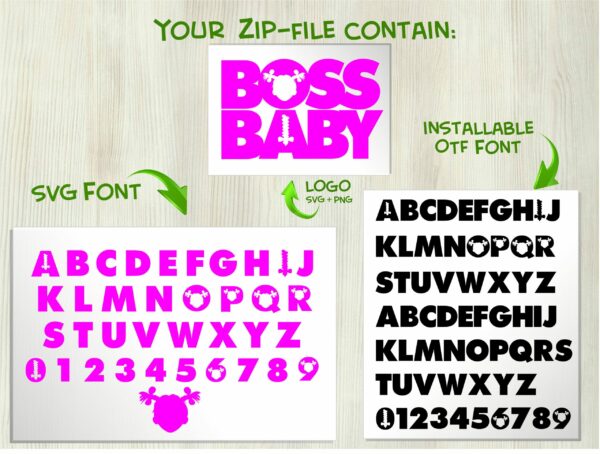 Boss Baby Girl 2 scaled Vectorency Boss Baby Girl font SVG + Boss Baby font Girl OTF + Boss Baby Girl Logo svg png / Boss Baby Girl svg bundle / Boss Baby font / Baby font svg