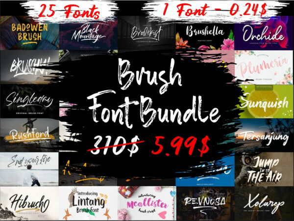 Brush Font Bundle 1 scaled Vectorency Brush Font Bundle | Font Bundle Handwritten Calligraphic | Brush Lettering Fonts Bundle | Script font bundle | Font Bundle Brush
