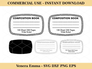 Composition Book Label Outline SVG Layered