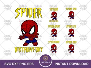 Family Birthday Girl Boy Spiderman SVG PNG Sublimation