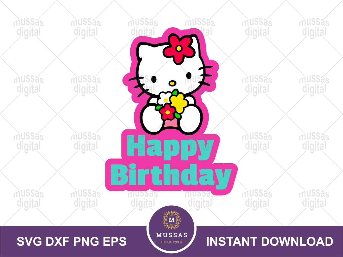 Happy Birthday Hello Kitty SVG Clipart | Vectorency