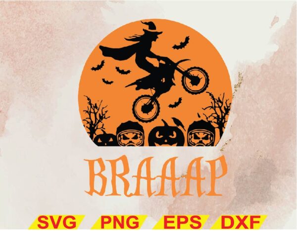 wtm 02 1 Vectorency Braaap Pumpkin PNG, Halloween Pumpkin In Forest JPG, Halloween Witch Hat, Witch On Motorbike, Biker, Digital File, Instant Download