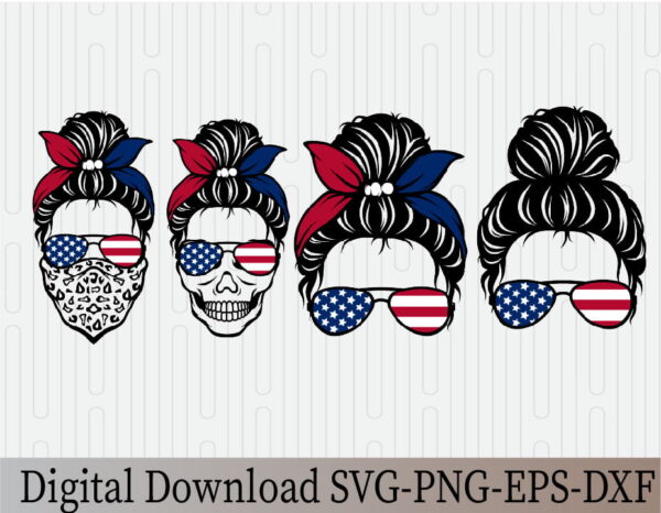 wtm 03 1 Vectorency Messy Bun SVG, America Flag Skull SVG, Momlife SVG, Mom Skull SVG, Messy Bun Classy Afro Woman SVG, Printable, Cricut & Silhouette