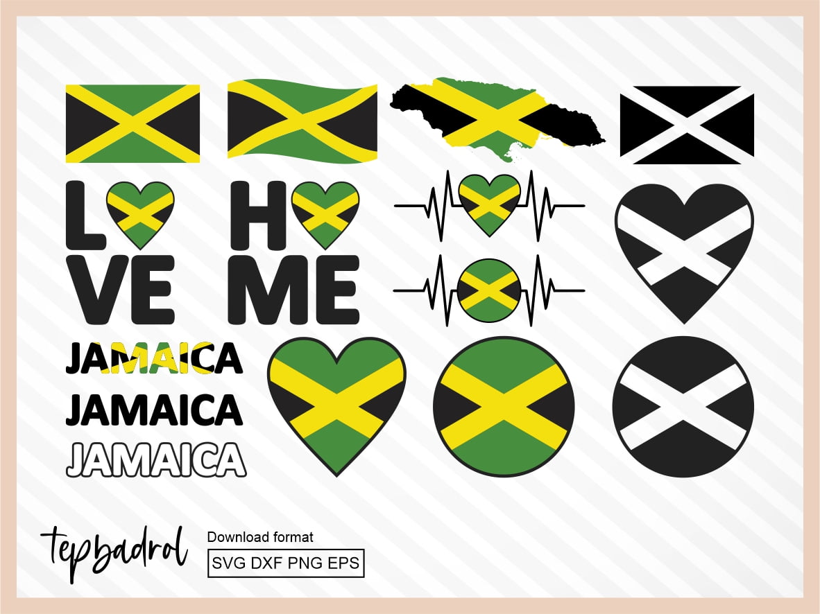 Jamaica Svg Bundle Jamaica Flag Map Text Word And More