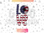 Love Sunflower 4th of July sublimation design