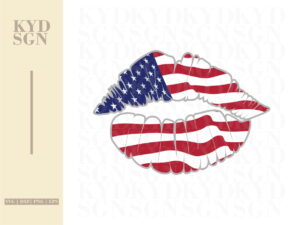 Patriotic American Flag Lips SVG
