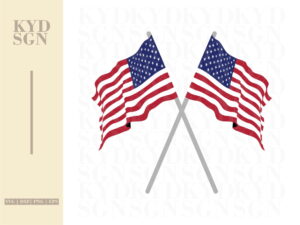 Patriotic Crossed American Flags SVG Cut Files & Clipart