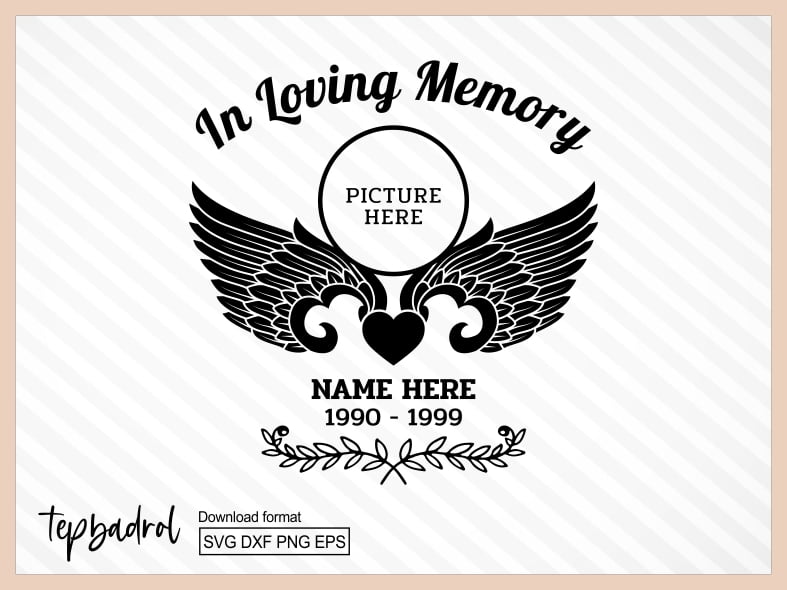 In Loving Memory SVG Memorial Template Angel SVG Funeral Vectorency