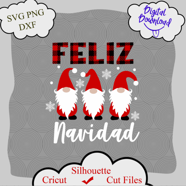 1641 1 Vectorency Feliz Navidad SVG, Merry Christmas SVG, Mexican Christmas, Merry & Bright SVG, Funny Christmas Gnomes Shirt SVG Cut Files for Cricut, PNG