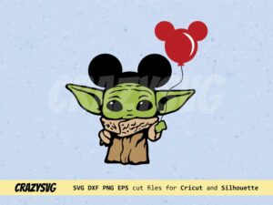 Baby Yoda With Mickey Ears Balloon svg