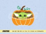 Baby Yoda in Pumpkin Crib svg