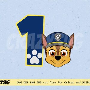 Number 1 Chase SVG Paw Patrol Birthday