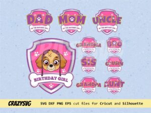 paw patrol pink logo family girl bundle