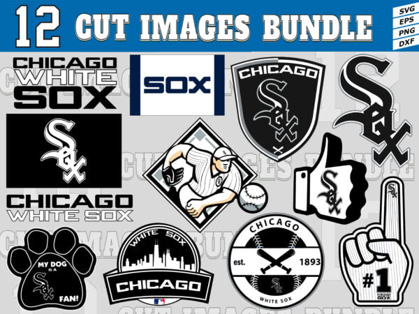 12 db Chicago White Sox banner 1 Vectorency 12 Styles MLB Chicago White Sox svg. Chicago White Sox svg, eps, dxf, png. Chicago White Sox Vector Logo Clipart, Chicago White Sox Clipart svg, Files For Silhouette, Chicago White Sox Images Bundle, Chicago White Sox Cricut files, Instant Download.