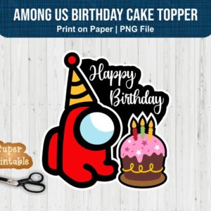 Among Us Birthday Cake Topper PNG