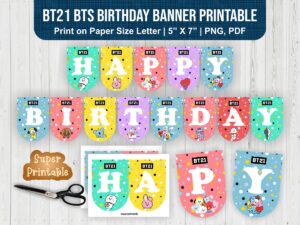 BT21 BTS Birthday Banner Printable