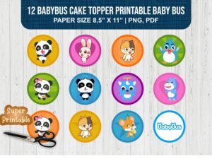 BabyBus Cake Topper Printable Baby Bus PNG