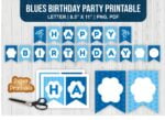 Blues Birthday Party Supplies Template Printable PDF PNG