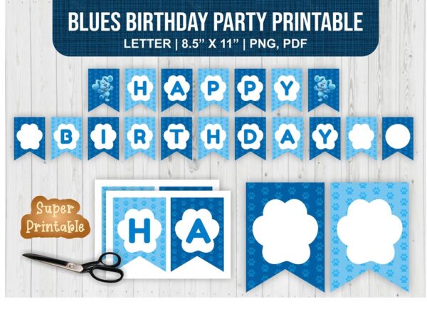 Blues Birthday Party Supplies Template Printable PDF PNG 1 Vectorency Blues Birthday Party Supplies Template Printable PDF PNG