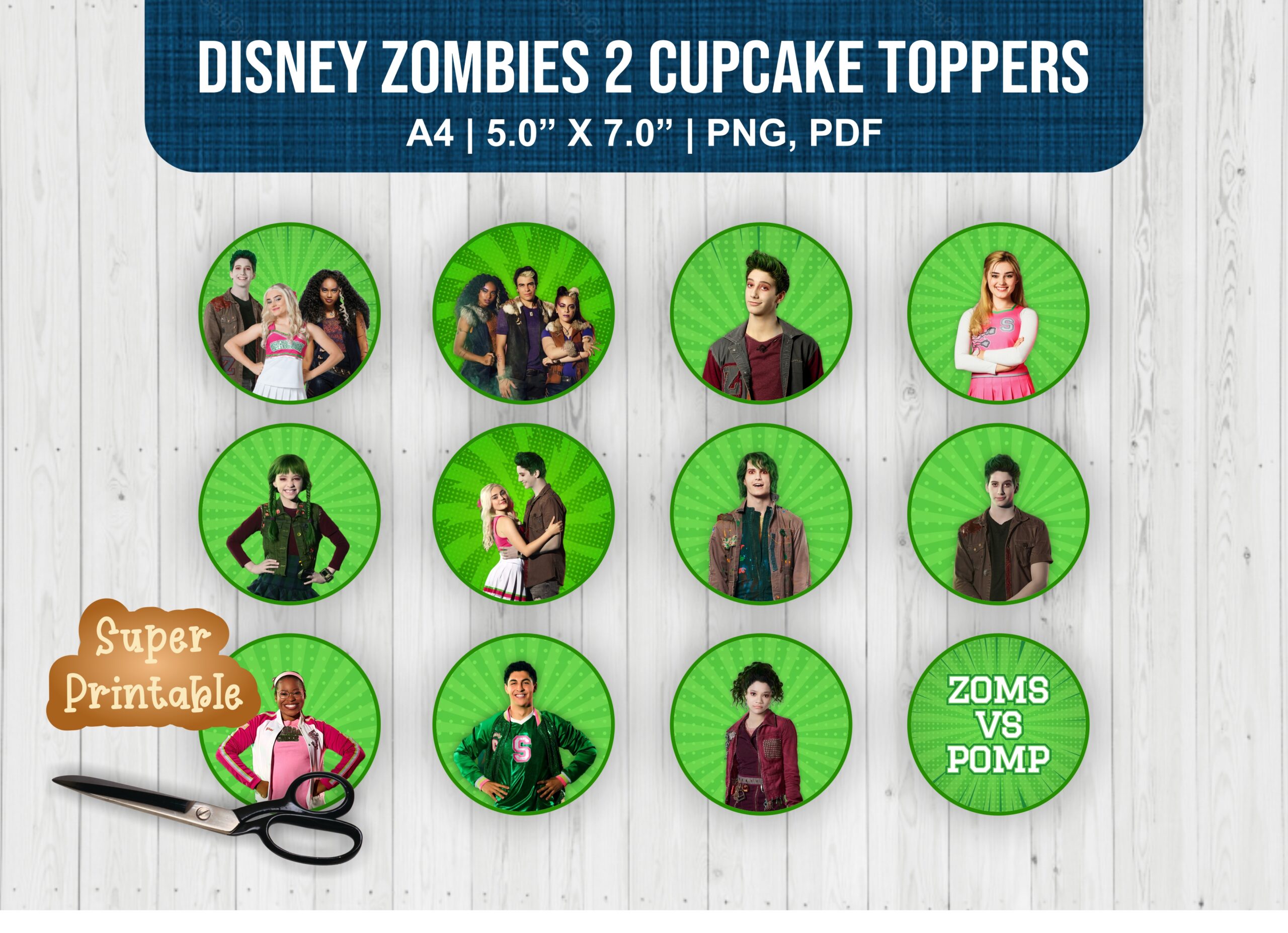 Disney S Zombies 2 Printable Cupcake Toppers Instant - vrogue.co