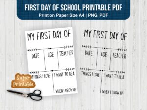 First Day of School Printable JPG