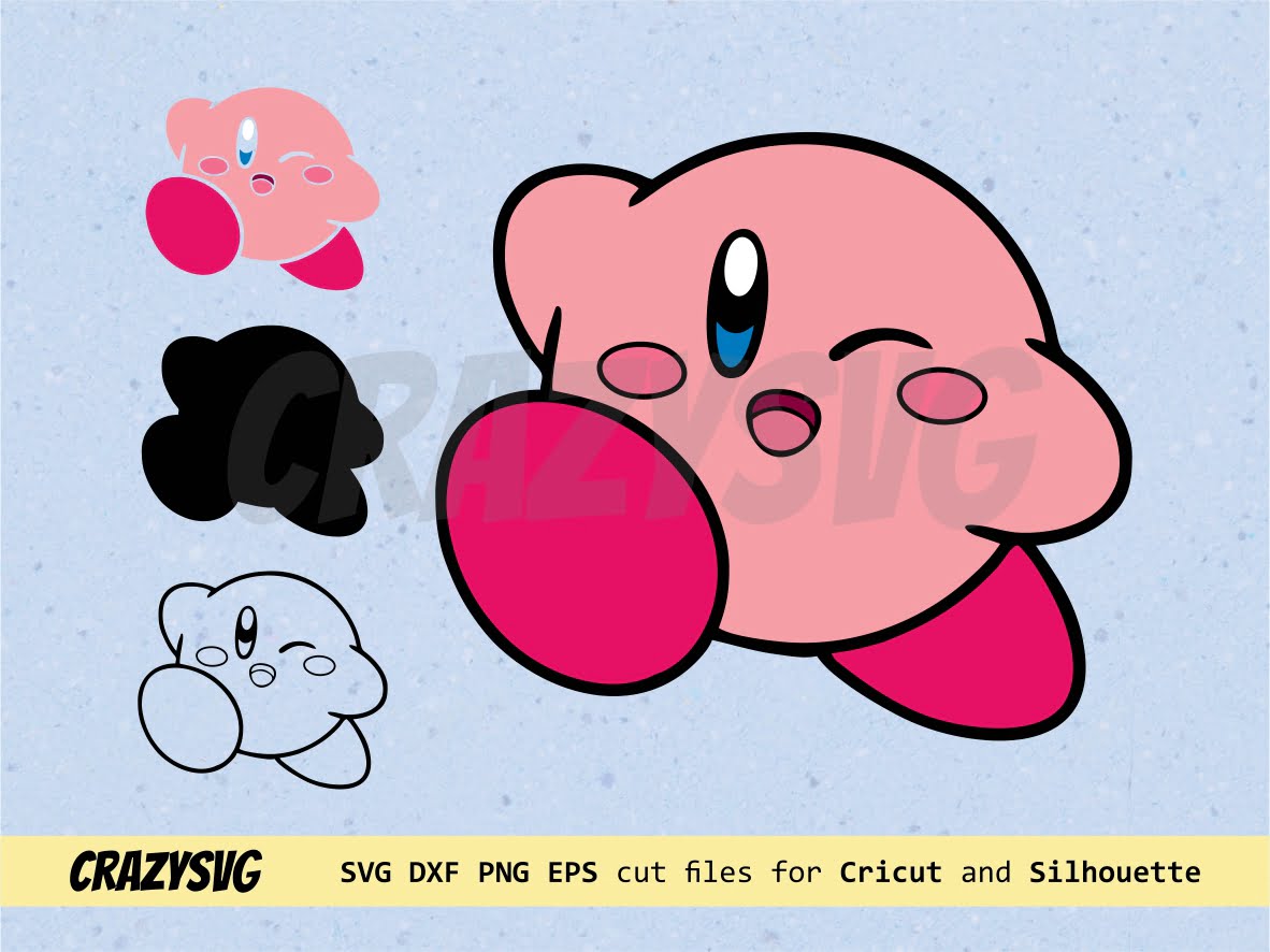 Kirby SVG Layered Silhouette Cut File