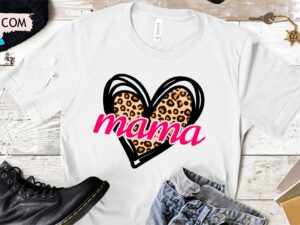 Mama Leopard Print Heart SVG cut file