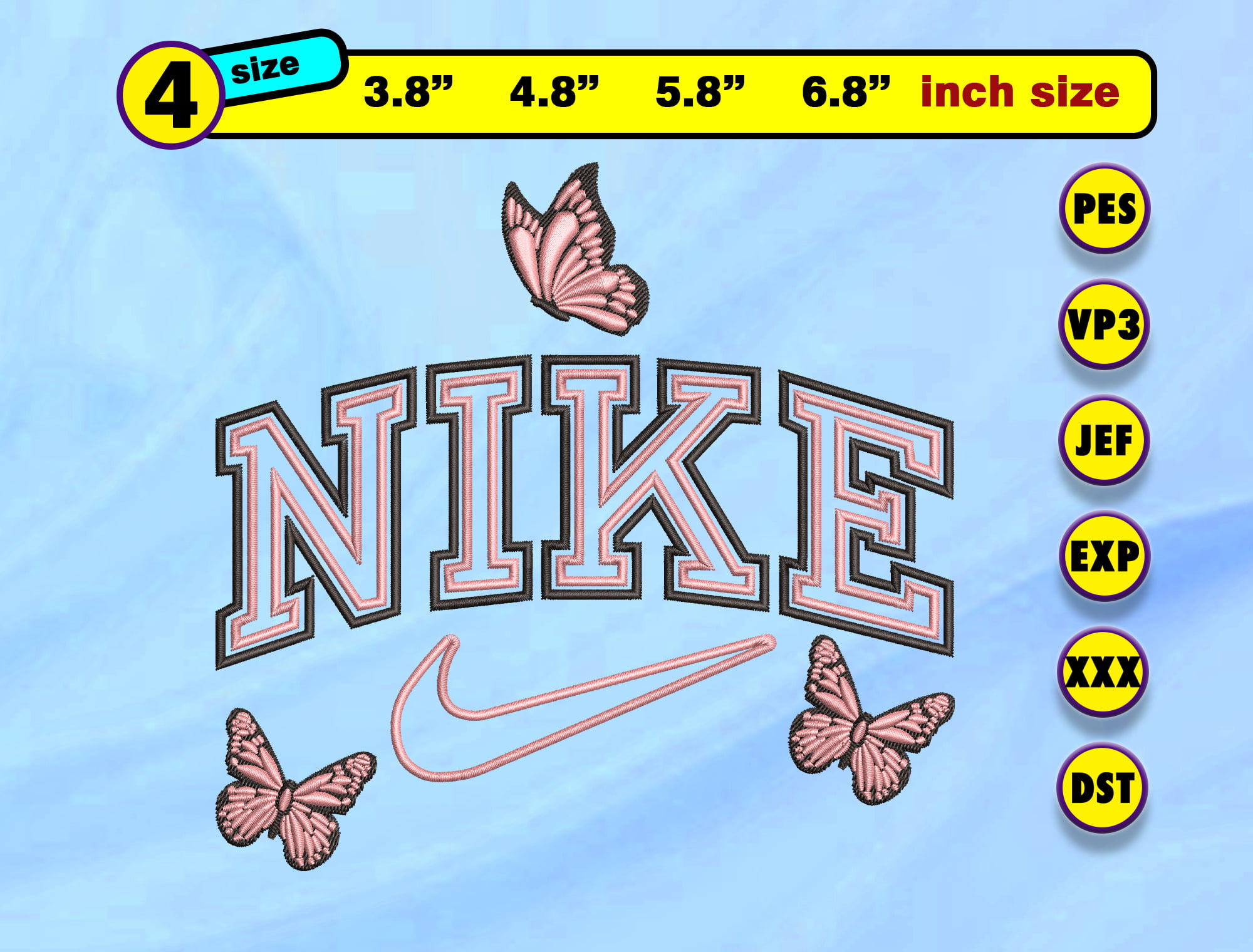 Nike embroidery Design files 4 sizes , 4.8 , 3.8") : pes,jef,dst,vp3,exp,xxx |