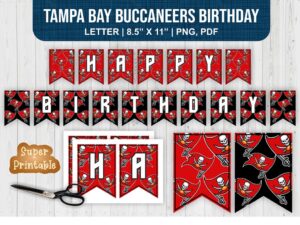 Tampa Bay Buccaneers Birthday Party Pennant Banner Printable
