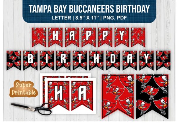 Tampa Bay Buccaneers Birthday Party Pennant Banner Printable